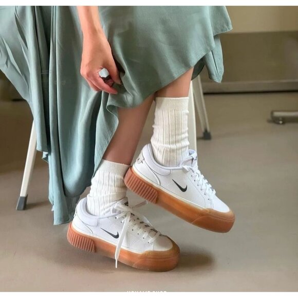 Nike Women's White Leather Court Legacy Lift Trainers Sneakers Sz 11 2478 - Picture 2 of 16